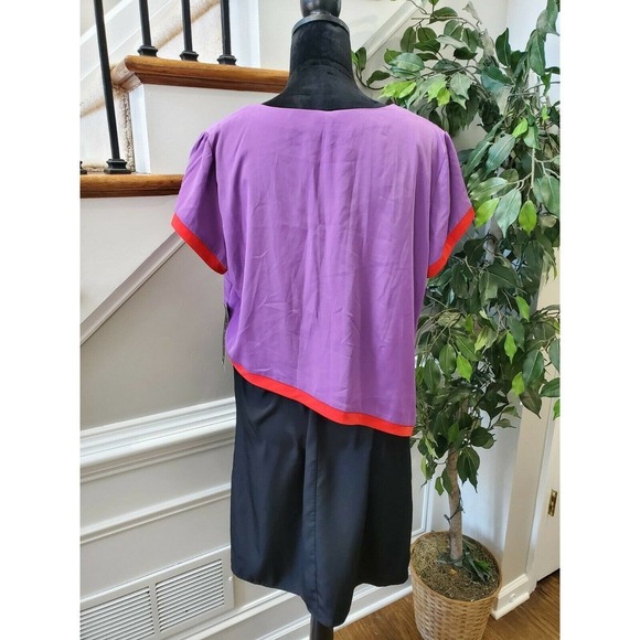 Tiana B Women Purple/Black Polyester ShortSleeve Scoop Neck Knee Length Dress 14 - Picture 8 of 11